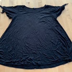 Small black maternity top by Pinkblush with tie sleeves